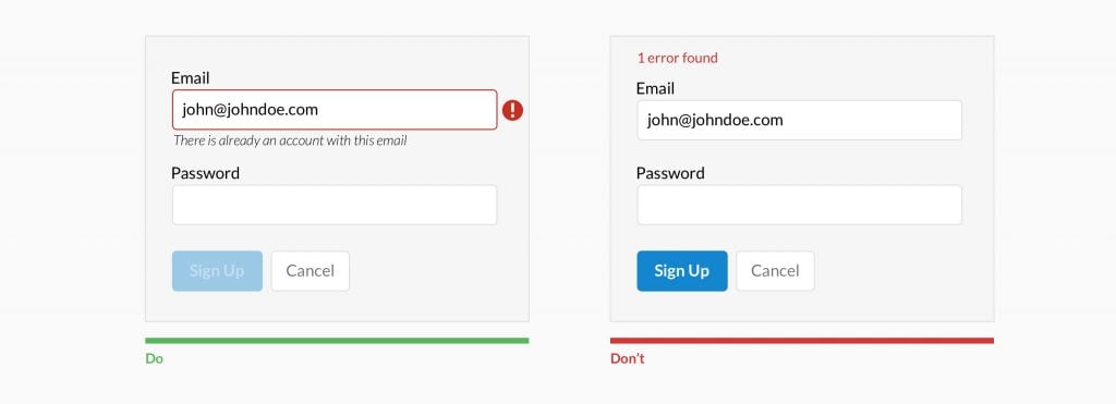 Specify errors inline